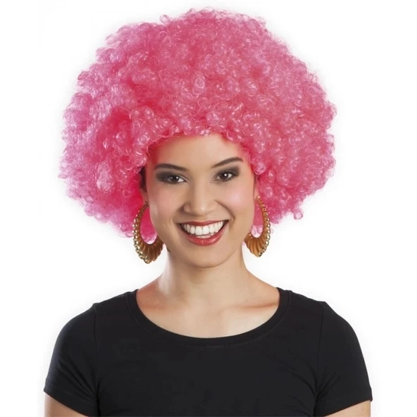 Pembe Renk Kıvırcık Afro Bonus Peruk ürün görseli 1