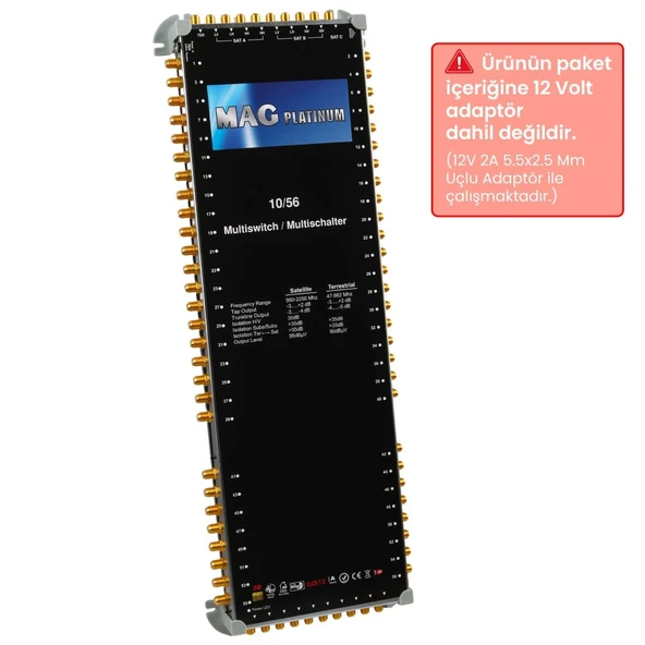MAG Platinum MP 10/56 Multiswitch - 10 Giriş 56 Çıkışlı Merkezi Uydu Santrali Hybrid 4K Ve 3D Destekli ürün görseli 1