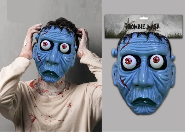 Frankenstein Temalı Sallanan Oynar Gözlü Maske - Resim 3