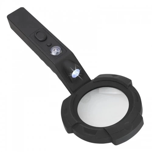 7 Led Aydınlatma,fener,pusula,4x Büyütme Okuma Büyüteç  Th600557 ürün görseli 1