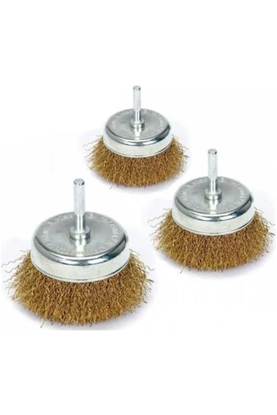 Würth Pimli Çanak Tel Fırça Seti Matkap Uyumlu Kir Pas Temizleme Fırçası (3lü Set) ürün görseli 1