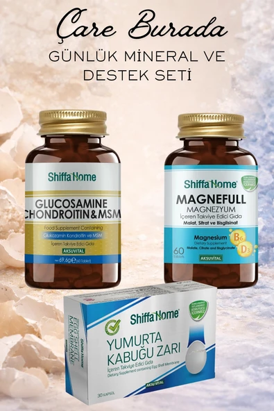 Günlük Mineral ve Destek Seti (Yumurta Kabuğu Zarı & Magnezyum & Glukozamin Chondroitin MSM) ürün görseli 1