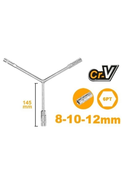 Ingco -endüstrıyel Y-tıpı Lokma Anahtarı 8-10-12mm ürün görseli 1