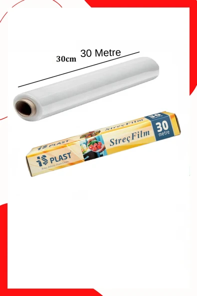 Tanpet Gıda Streç Film Streç Film Kutulu 30cm X 30metre Yiyecek Tazelik Koruma Streç Film Rulosu 2 Adet ürün görseli 1