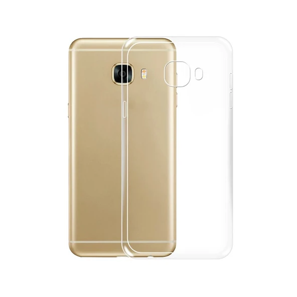Galaxy C5 Kılıf İnce ve Esnek Şeffaf Süper Silikon ürün görseli 1