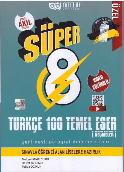 NİTELİK 8.SINIF YENİ NESİL SÜPER TÜRKÇE 100 TEMEL ESER PARAGRAF DENEME ürün görseli 1