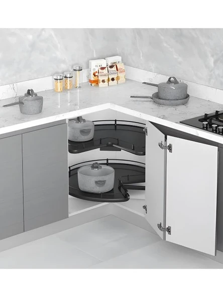 Starax 3051-A Antrasit 3/4 Borusuz Ahşap Tablalı Döner Sepet Takımı ürün görseli 1