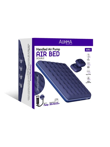 Auhma AFB1 Çift Kişilik Şişme Yatak | Dahili Pompalı | 203x152x22cm | Kamp & Ev Kullanımı İçin ürün görseli 1