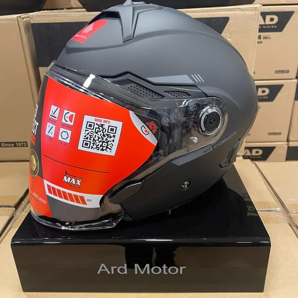 MT Cosmo Sv Solid A1 Mat Siyah Açık Kask - Resim 3