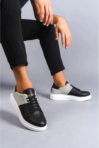 COCCO CROSS SLW151 Boost Bağcıklı Cilt Süet Erkek Günlük Sneaker Ayakkabı CSBT - Siyah/Gri ürün görseli 1