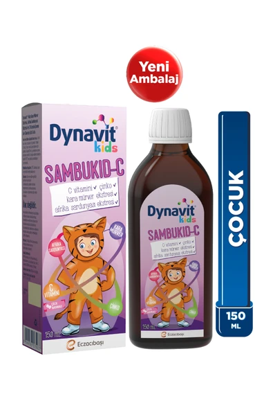 Dynavit Kids Sambukid-C Şurup 150 mL - Bağışıklık - Çocuklar için Kara Mürver, C Vitamini, Afrika Sardunyası ürün görseli 1