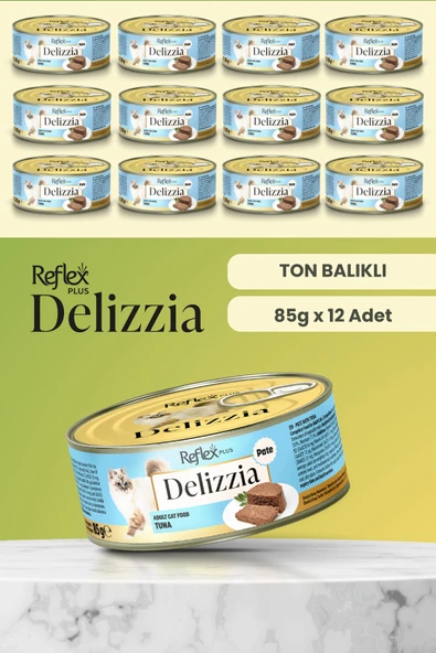 Plus Delizzia / Kıyılmış Ton Balıklı Yetişkin Kedi Maması 85g x 12 Adet ürün görseli 1