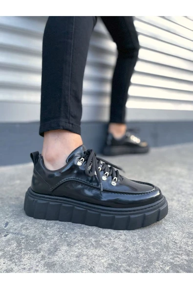 Joy Classic JY010 Cloud Bağcıklı Rugan Erkek Günlük Sneaker Ayakkabı RST - Siyah ürün görseli 1