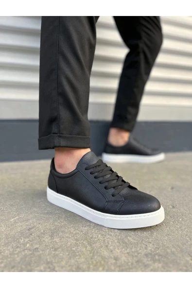 Joy Ayakkabı JY165 Elite Bağcıklı Cilt Erkek Günlük Sneaker Ayakkabı CBT - Siyah ürün görseli 1