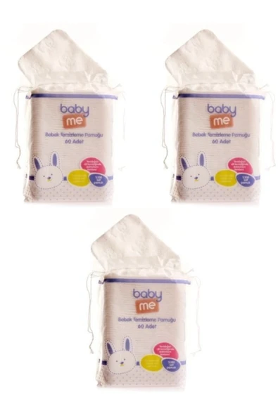 Baby&Me Bebek Temizleme Pamuğu 3 Lü Paket 60 Adetli ürün görseli 1