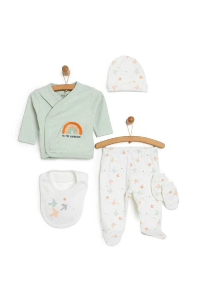 Little Life %100 Pamuklu Bebek Yenidoğan 5'li Unisex Bebek Hastane Çıkış Seti (5 PARÇA)-impala Tıcaret ürün görseli 1