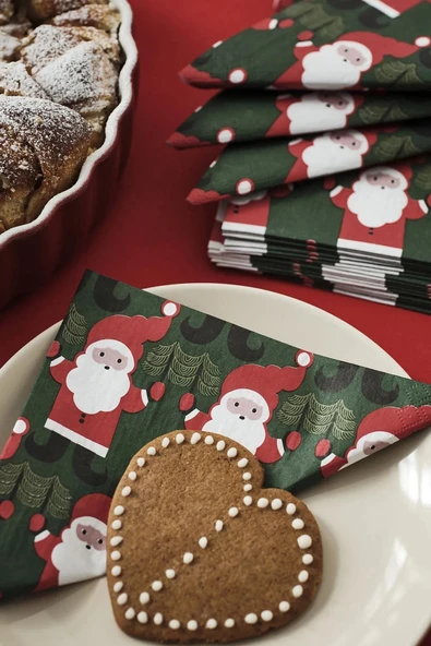 IKEA VINTERFINT 30 Adet Noel Baba Desenli Peçete - Resim 2