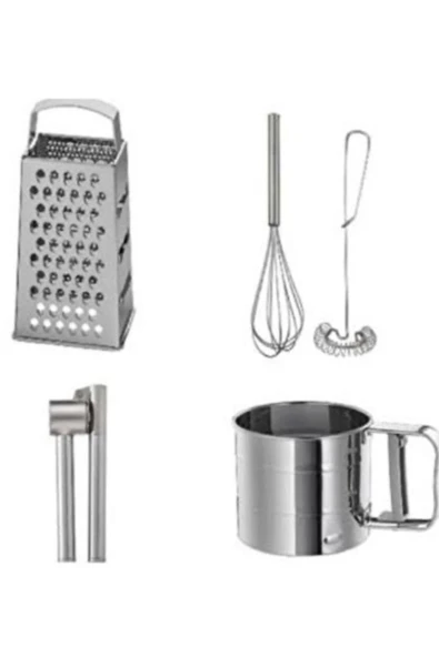 IKEA 4 Lü Set, Idealısk Rende 2'li Çırpıcı Seti Koncıs Çelik Sarımsak Ezici Un Eleği ürün görseli 1
