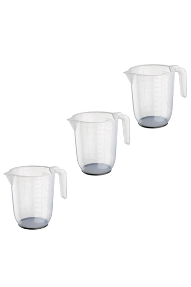 IKEA 3 Adet Plastik Ölçek Hacim: 1 Litre Yükseklik 14 Cm Ikea 3'lü Set Ölçü Kabı Şeffaf Kap Beher ürün görseli 1