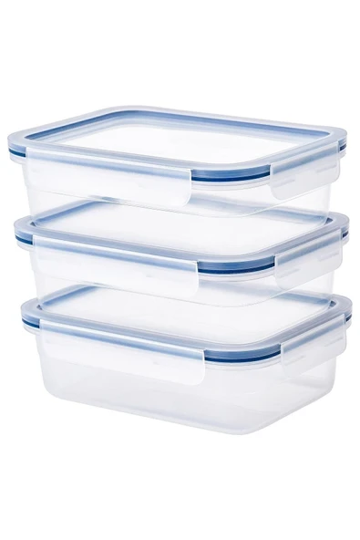 IKEA 365+ plastik saklama kabı seti, şeffaf, 1,0 lt, kare-dikdörtgen, 3 parça ürün görseli 1