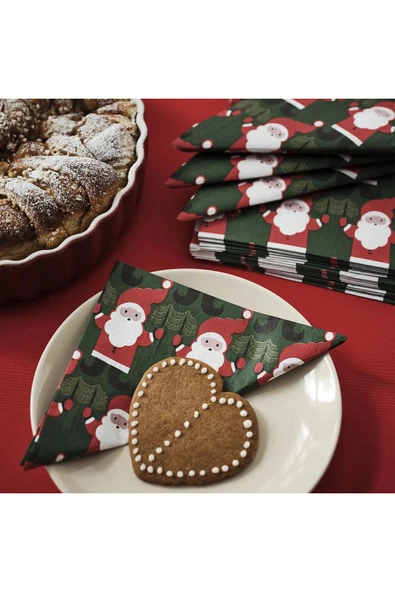 IKEA VINTERFINT desenli peçete, Noel Baba deseni-yeşil - Resim 2