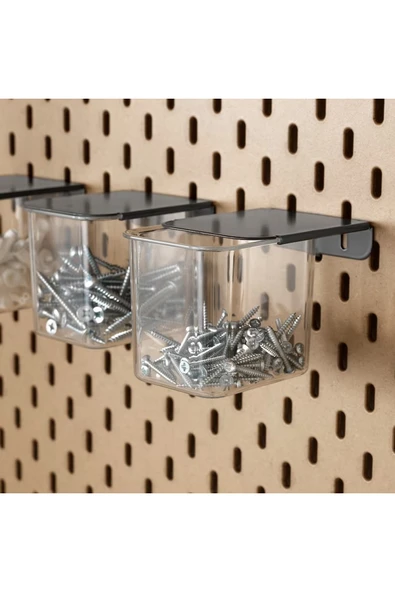 IKEA Skadıs 3 Lü Set Çok Amaçlı Pano Parçası Kapaklı Şeffaf Koyu gri kapak Kutu ürün görseli 1