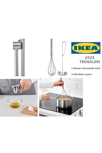 IKEA Koncıs Sarımsak Ezici + Idealısk Çırpıcı 2'li Set Europestore ürün görseli 1