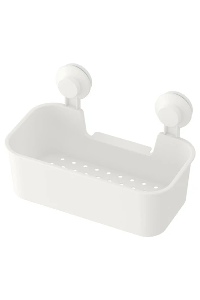 IKEA Beyaz Duş Sepeti Kare Banyo Raf Vantuzlu Banyo Rafı 28x17x17 ürün görseli 1