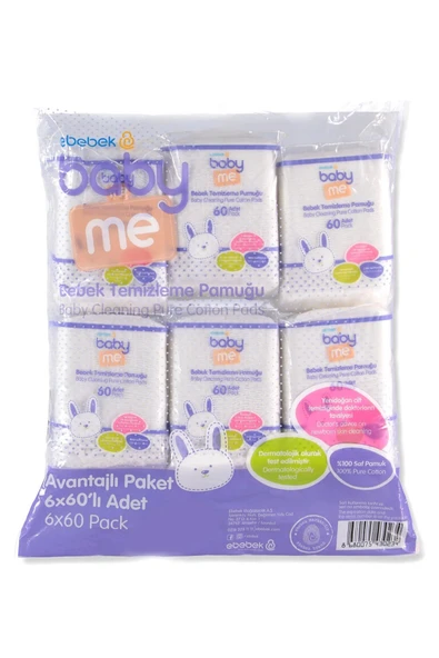 Baby&Me Bebek Temizleme Pamuğu 6x60 adet / Bebek Bakım / Bebek Pamuğu ürün görseli 1