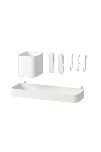 IKEA Skadis 7'li pano aksesuarları, çelik raf, kutu ataş ve kanca ürün görseli 1