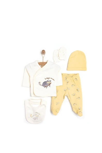 Little Life %100 Pamuklu Bebek Yenidoğan 5'li Unisex Bebek Hastane Çıkış Seti (5 PARÇA)-impala Tıcaret ürün görseli 1