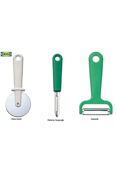 IKEA Uppfylld Pizza Kesici + Yeşil Patates Soyacağı + Yeşil Soyacak 1 Rer Adet Dfitset ürün görseli 1