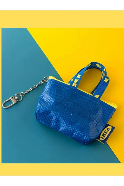IKEA Knölıg 9x7 Cm Mini Taşıma Çantası Şekilli Mavi Anahtarlık Area_online ürün görseli 1
