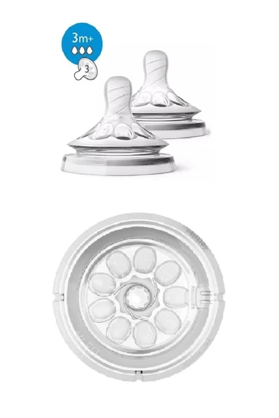 Philips Avent %100 Natural Biberon Yumuşak Emziği Orta Akışlı 3 Delikli 2'li Biberon Emziği 3 Ay+ ürün görseli 1