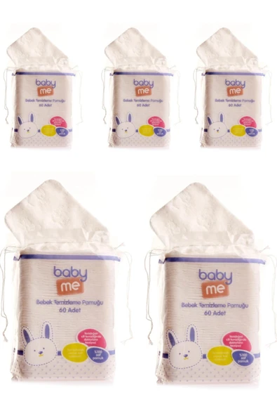 Baby&Me Bebek Temizleme Pamuğu 5 Li Paket 60 Adetli ürün görseli 1