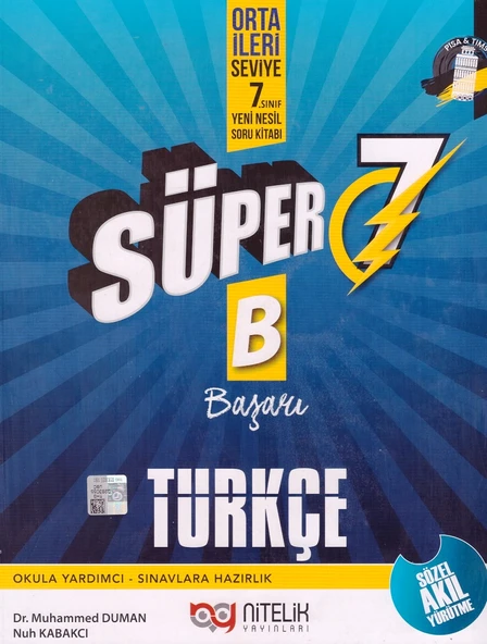 NİTELİK 7.SINIF SÜPER TÜRKÇE SORU KİTABI-B ürün görseli 1