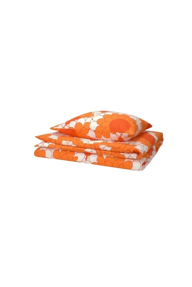 IKEA KRANSMALVA Tek Kişilik Nevresim Seti Turuncu 150x200/50x60 cm ürün görseli 1