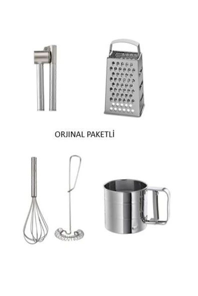 IKEA 5 Parça 4'lü Mutfak Set; Koncıs Sarımsak Ezici Idealısk Rende Idealısk 2li Çırpıcı Idealısk Un Eleği ürün görseli 1