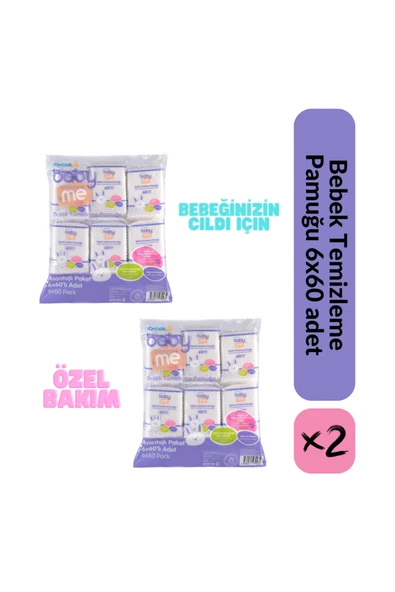Baby&Me Bebek Temizleme Pamuğu 6x60 Avantajlı Ekonomik 2Paket ürün görseli 1