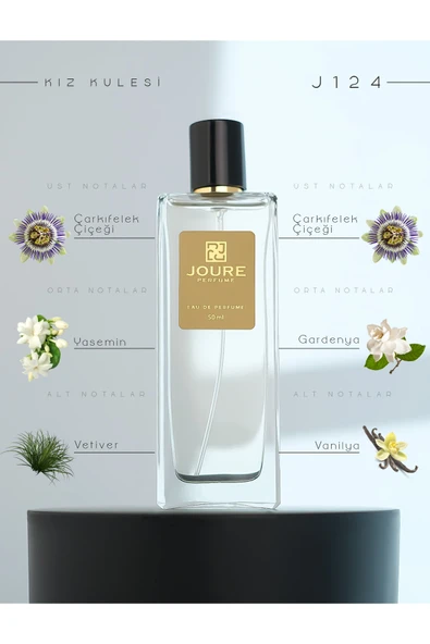J124 - Beyaz Çiçekler Meyveli Vanilya Kokulu 50ml Kalıcı Edp Kadın Parfüm ürün görseli 1