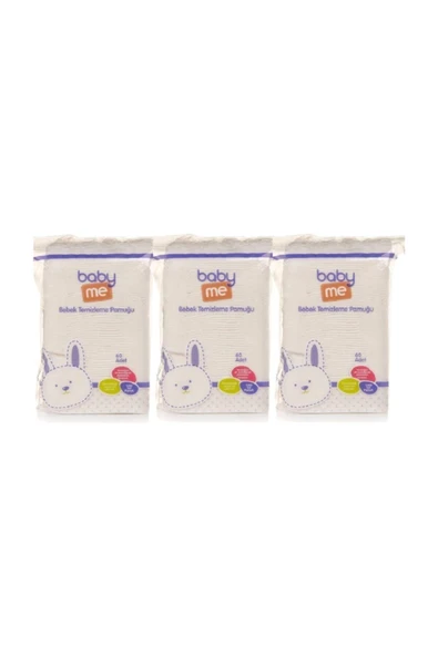 Baby&Me Bebek Temizleme Pamuğu 3 Lü Paket 60 Adetli ürün görseli 1