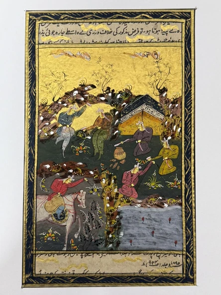 Altın Gökyüzü, Sessiz Nehir Adlı El Yapımı Minyatür Resim 30x20 cm ürün görseli 1