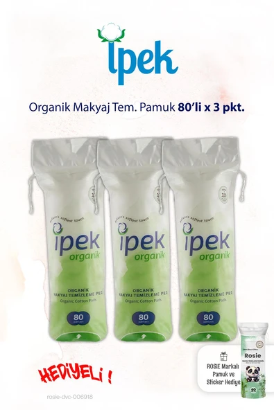 İpek Organik 3 pkt x 80'li Makyaj Tem. Pamuğu ve Rosie ürün görseli 1