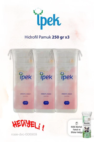 İpek Hidrofil Pamuk 3x250 gr. ve Rosie ürün görseli 1