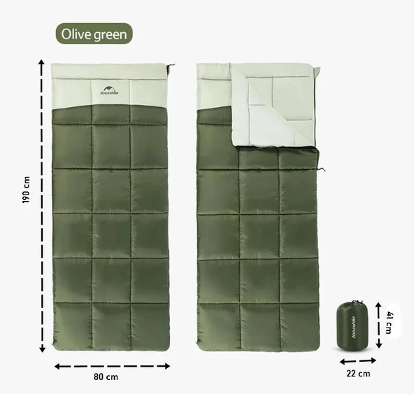 Naturehike LT250 Zarf Tarzı Pamuklu Uyku Tulumu Yeşil ürün görseli 1