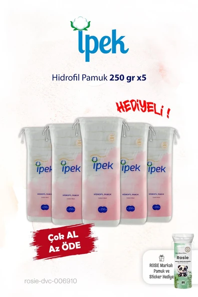 İpek 5'li Hidrofil Pamuk 250 gr. ve Rosie ürün görseli 1