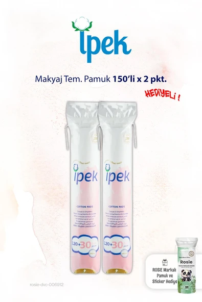 İpek 150'li x 2 paket Makyaj Temizleme Pamuğu ve ROSIE ürün görseli 1