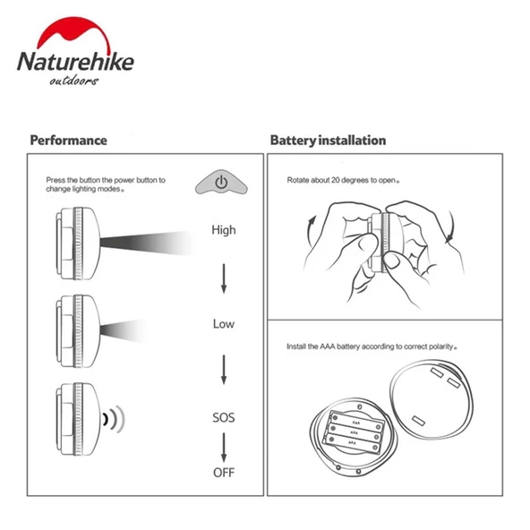 Naturehike D300 Led Kamp Lambası (3xAAA) Yeşil - Resim 6