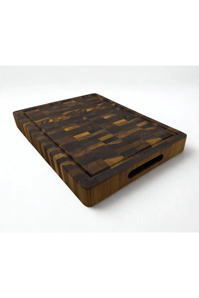 Tik Chef Kesme Tahtası Large Boy ENDGRAIN 35x25x4 cm Masif Ahşap Doğrama tahtası Sunum Tahtası ürün görseli 1