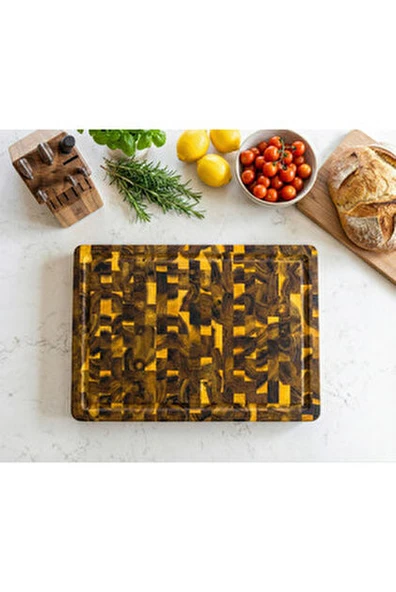 Akasya Kesme Tahtası XL Boy ENDGRAIN 42x30x3 cm VNHT-003 Masif Ahşap Doğrama tahtası Sunum  Tahtası ürün görseli 1